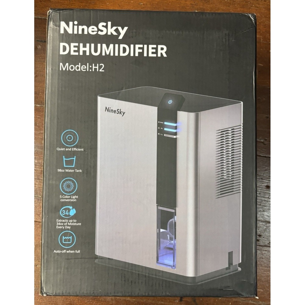 NineSky Dehumidifier 98 OZ Dehumidifier for Home 800 sq. ft. 5 Colors LED‎ Gray